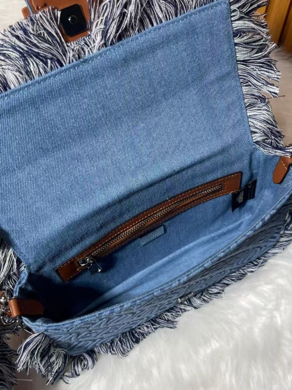 Fendi Baguette Denim Fringe Shoulder Bag - Picture 5 of 7